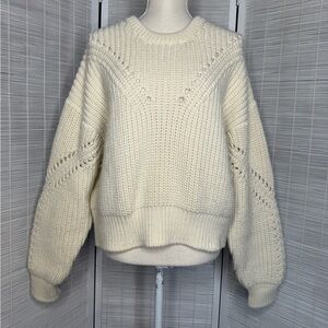 Apiece Apart Alora Crew Chunky Knit Sweater Off White/Cream Size L